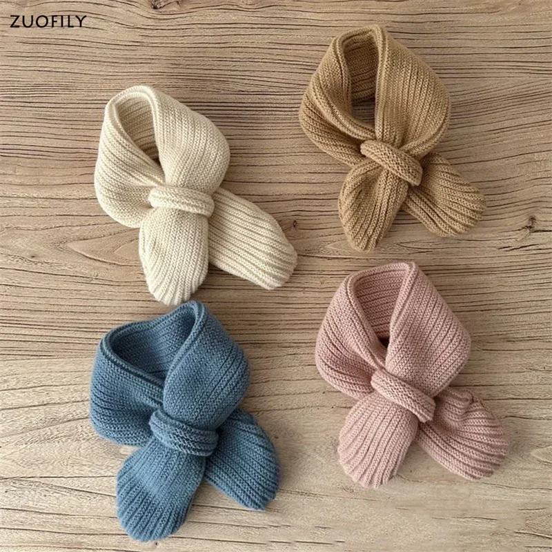 Soft Knitted Kids Scarf Winter Warm Infant Toddler Neck Warm Fashion Children Girl Boy Scarves Baby Bib Solid Color Neckerchief baby scarf,kids hat scarf set