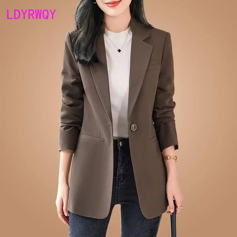 

Coffee Blazer for women Spring and Autumn 2023 new fashion casual western-style small suit top Blazers