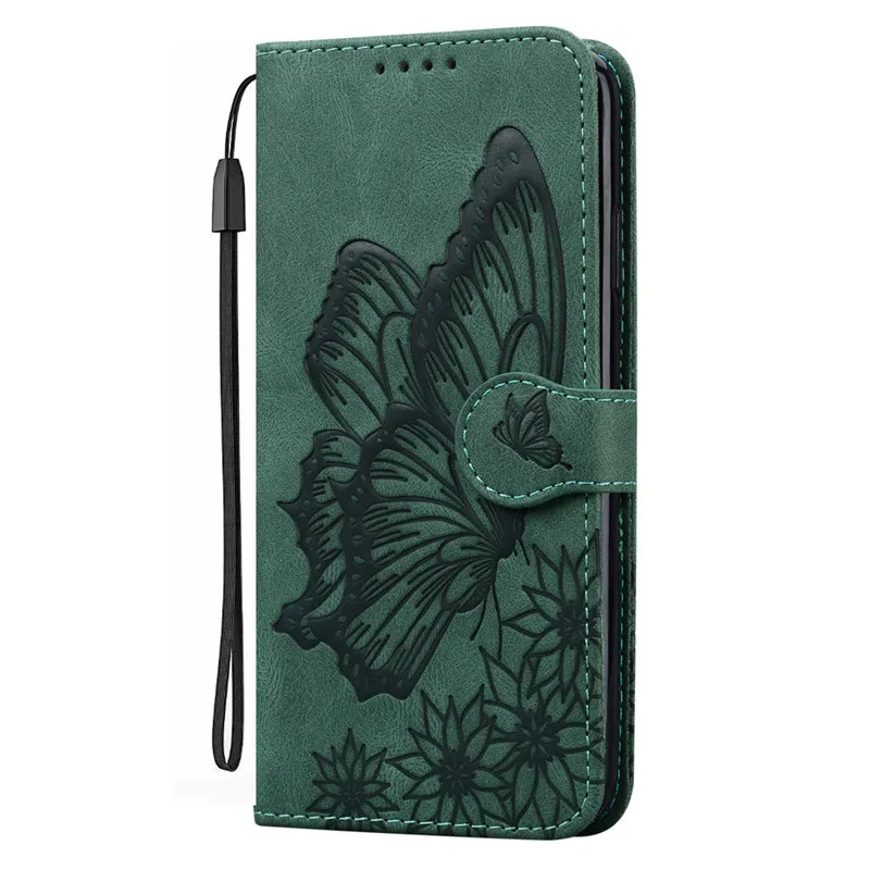 Elegant Butterfly Leather Phone Case with Card Holder and Wallet功能