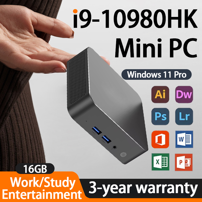New Mini PC Windows 11 Pro Core i9 10980HK 16GB DDR4 1TB SSD WIFI6 BT5.2 Mini Portable Gaming Pc Office Desktop Computer Leisure