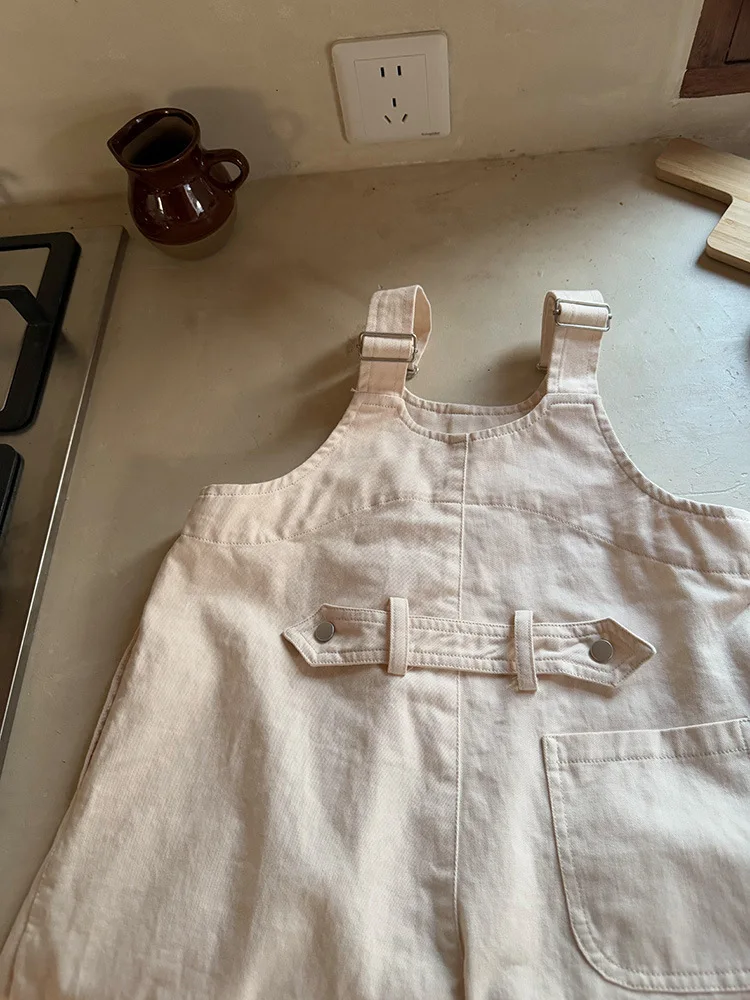 2025 Spring New Children Loose Overalls Cotton Boys Fashion Casual Pants Baby Girls Versatile Strap Trousers Kids Clothes