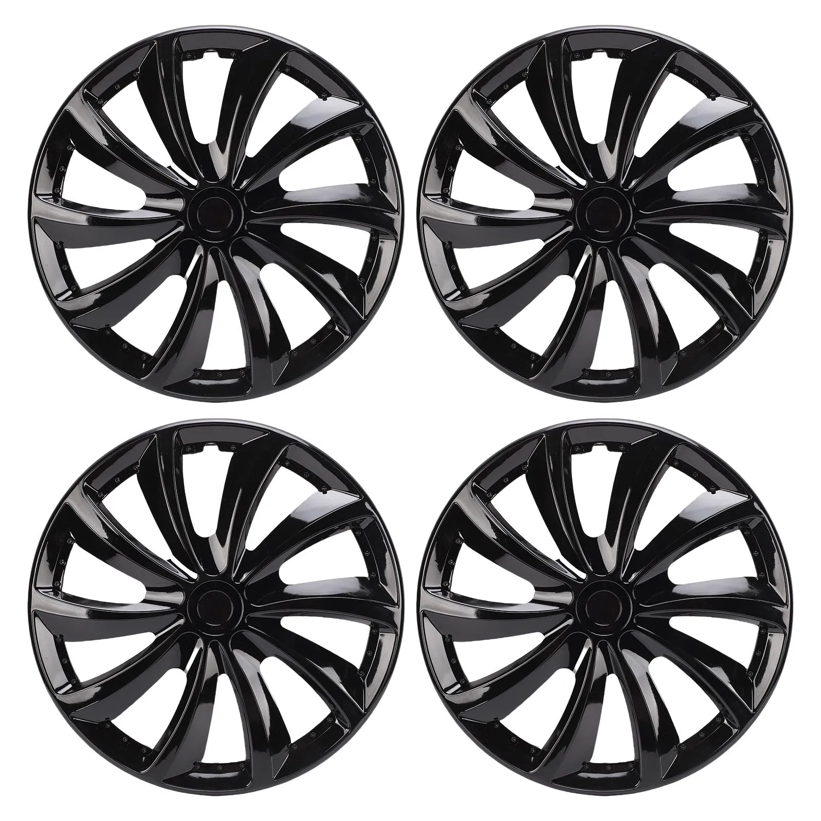 4 Stks 14 Inch Wieldop, KIMISS Stijlvolle Wieldop Wieldoppen Slijtvaste ABS Full Rim Protector Cover Trim Vervanging voor Steel Wheel (TT14 Zwart