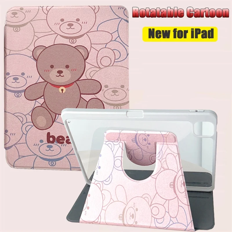 

Для iPad 10, 10,9, 2022 Pro, 11, 10,5, 10, 9,7, 10,9, 9, 8, 7, Air 5, 4, 3, 2, 1, Mini 6 Чехол, вращающийся на 10,2 ° чехол с мультяшной подставкой
