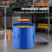 VEVOR 10 Gal Fryer Grease Bucket Carbon/Stainless Steel Rust-Proof Coat Transport Container Lock Clips Filter Bag for Hot Oil 2