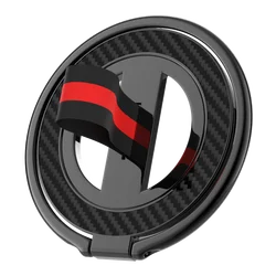 Carbon Fiber Magnetic Phone Ring Stand with 360° Rotation and Webbing Lanyard (Carbon Fiber Black)