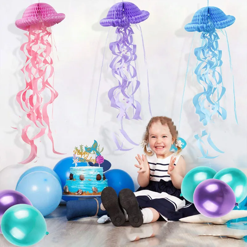 Ocean Animals Meduse Ciondolo A Nido D'Ape Mermaid Party Aquarium Decor Under The Sea Little Mermaid Girl Birthday Party Decor