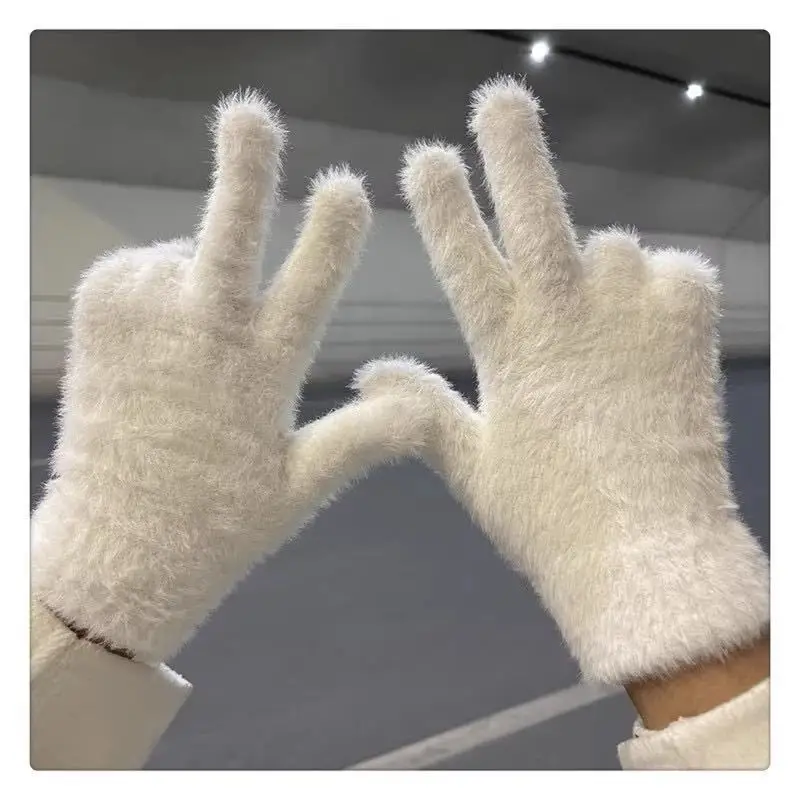 Winter Five Finger Gloves Cycling Gloves Full Finger Gloves Warm Gloves Sports Gloves Women Outdoors Solid Color
