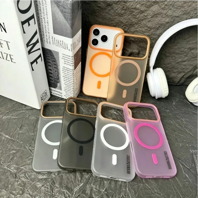MagSafe Compatible Matte Hard PC Shockproof Phone Case with Wireless Charging and Bumper Protection