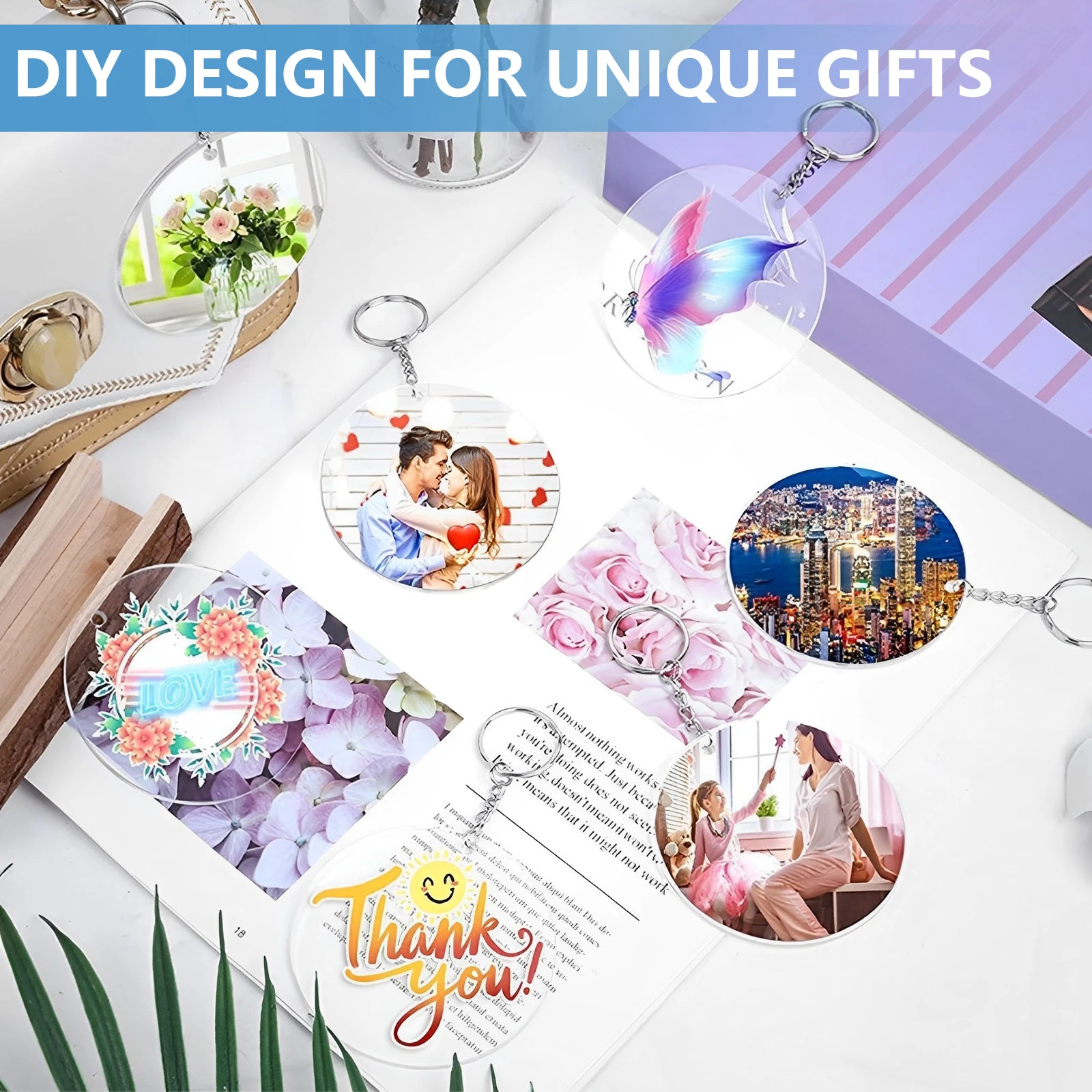 30Pcs Sublimation Keychain Blanks DIY Sublimation Blank Keychain with Tassels and Jump Rings Blank Key Chains