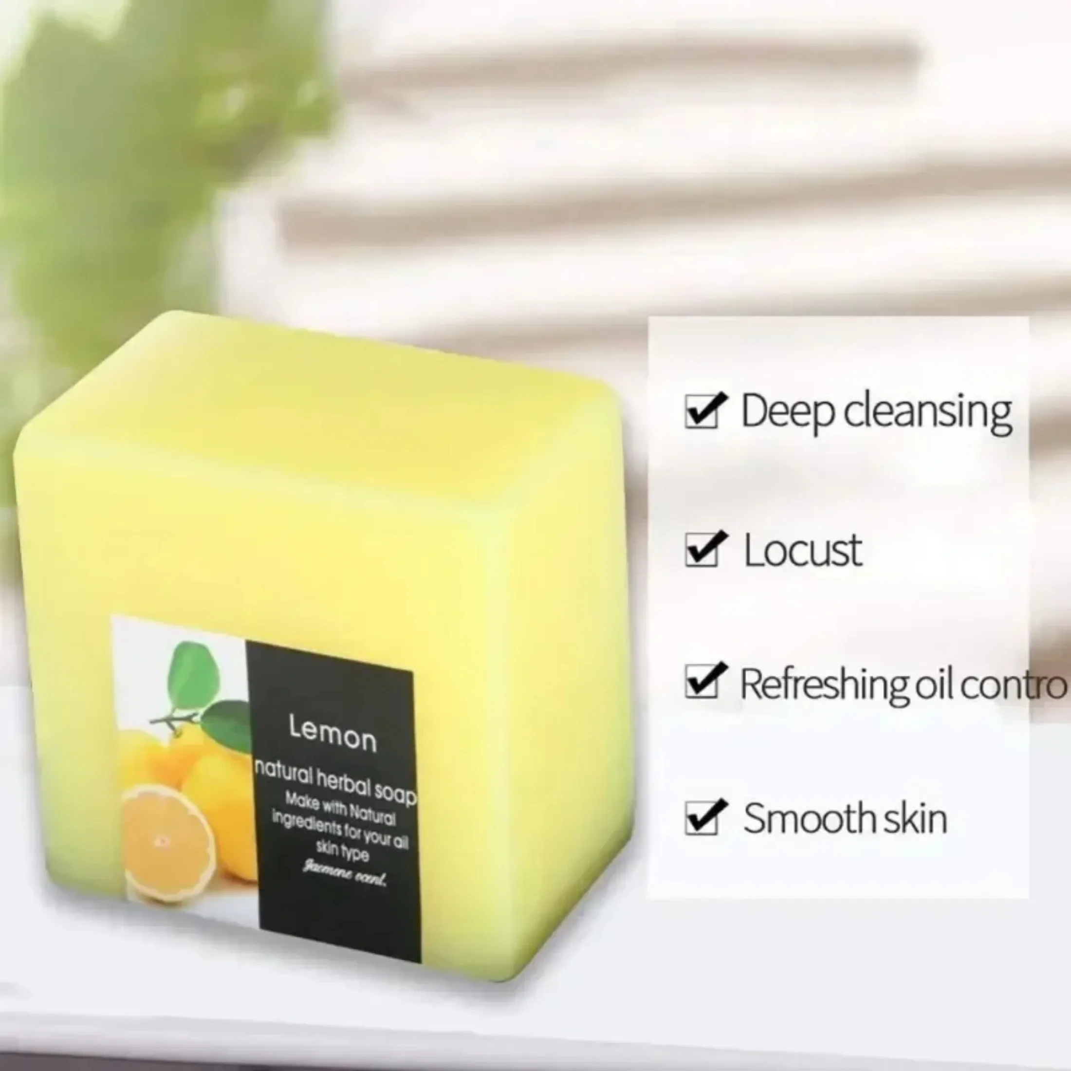 100g Natural Lemon Soap Face Cleanser Oil Control Deep Care Shower Skin Cleaning Soap Whitening Body Moisturizing