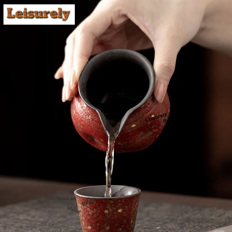 200ml Red Mountain Sprinkled Gold Tea Pitcher Tea Divider Cha Hai Dispenser Justice Cup Fair Mug Tea Ceremony Accessories Craft