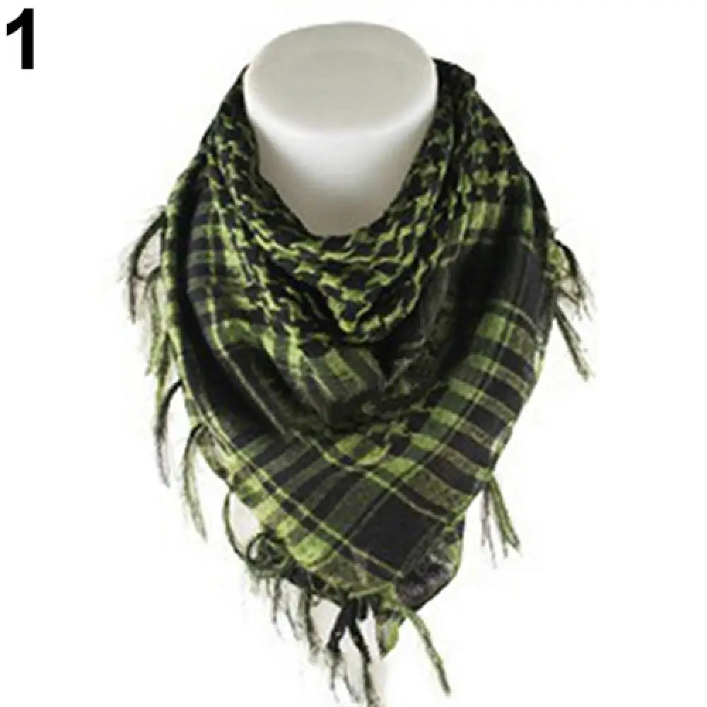 100cm Cotton Plaid Scarves Camping Hiking Scarf Windproof Army Military Cycling Scarf Muslim Hijab Desert Arabian Scarf 4