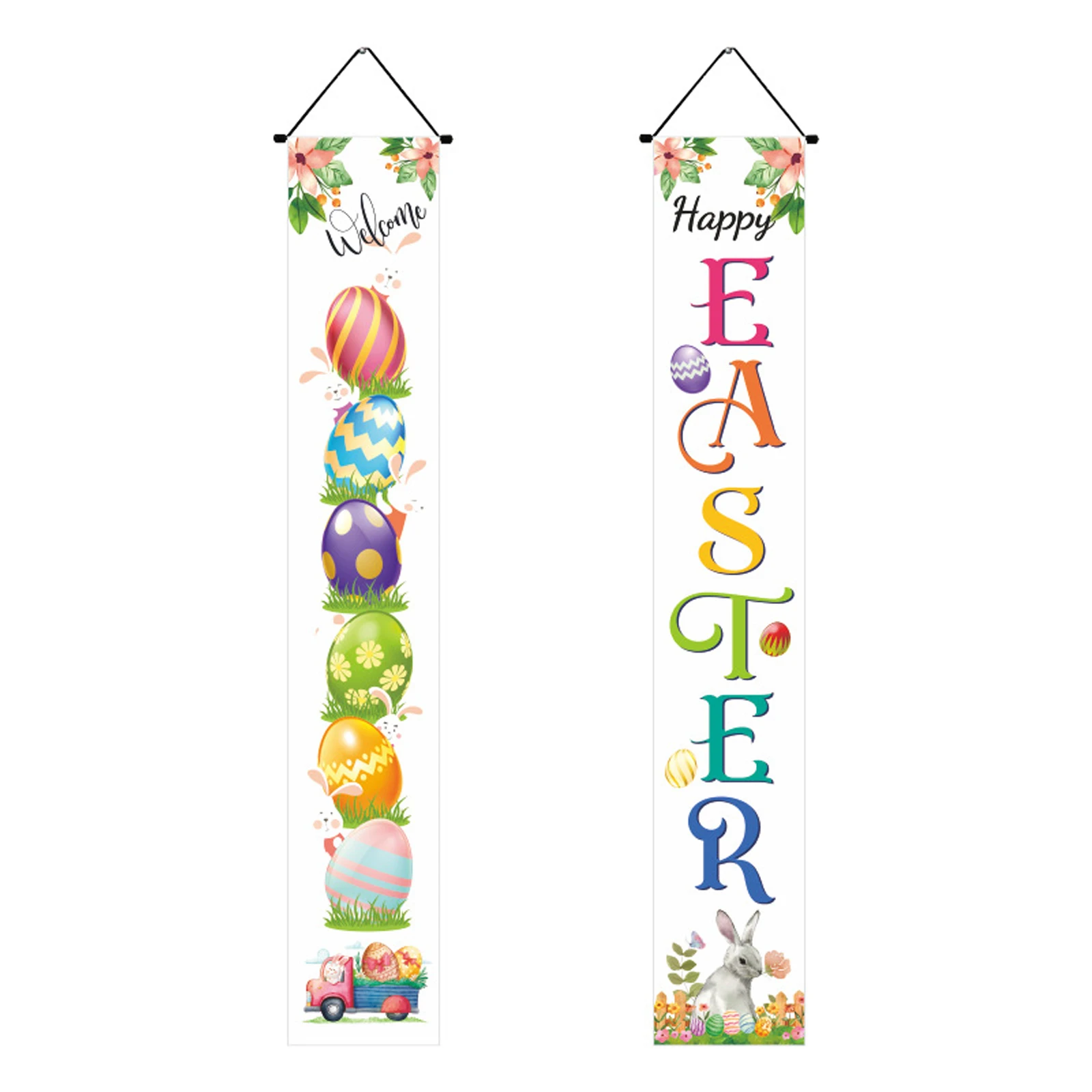 

Creative Multicolor Carrot Rabbit Colorful Egg Banner Couplet 2024 Easter Door Hanging Pendant Home Festive DIY Decoration