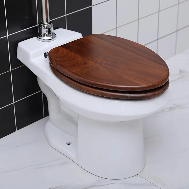 High tank Toilet Victorian Retro Toilet Black Walnut Cover Split Victorian Style