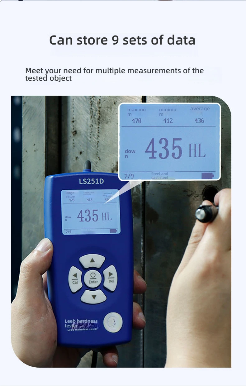 LS253D Portable Leeb Hardness Tester with 4 Probes 7 Scales Compatible High Prec