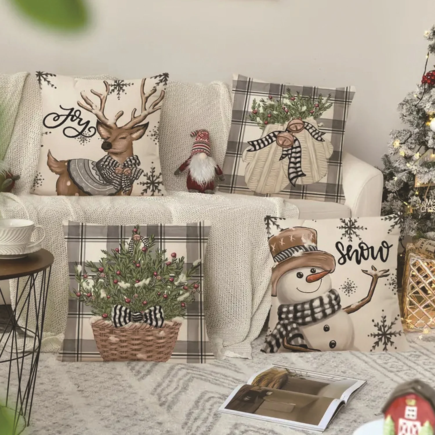 

45cm Merry Christmas Cushion Cover Pillowcase Christmas Decorations for Home Ornament New Year Christmas Decor 2024