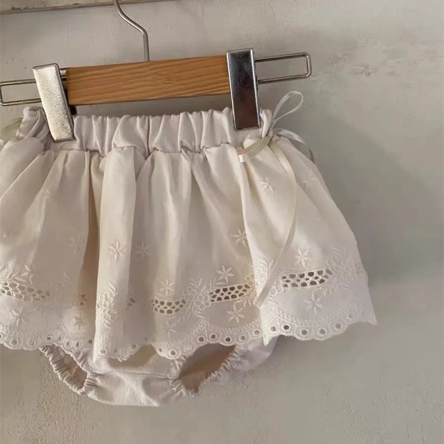 Baby Lace Shorts Infant Cute Hollow Out Flower Breeches Bloomers Toddler Girls Sweet Princess Large PP Pants Mini Skirt casual shorts baby cotton bloomers
