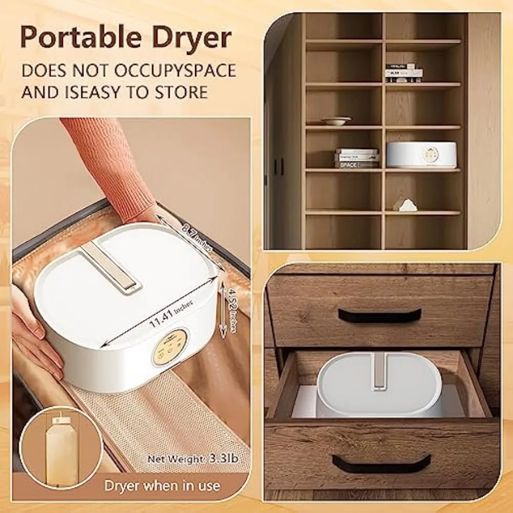 2023 New Moppson Portable Clothes Dryer Machine for Clothes with Timing Function Equipped PTC Heating Body.Dryer Bag Hanger