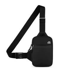 Men's Waterproof Nylon Chest Bag - Outdoor Sport & Travel Belt Pouch with Large Capacity (Black)
