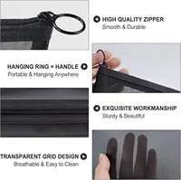 Aosbos 3-Pack Mesh Cosmetic Bag Set - Travel/On-The-Go Makeup Storage, Zipper Closure Small Pouch 3