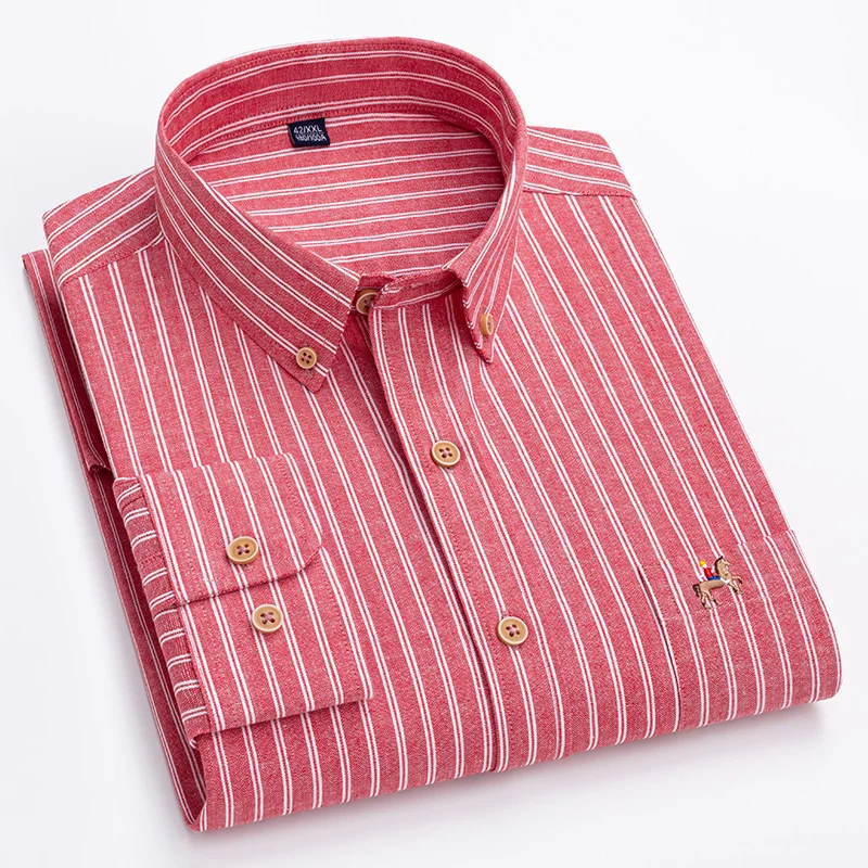 New Oxford Spun Pure Cotton Men's Shirt  Fashionable Casual Business And Comfortable Long-sleeved Large Size  Men Clothing