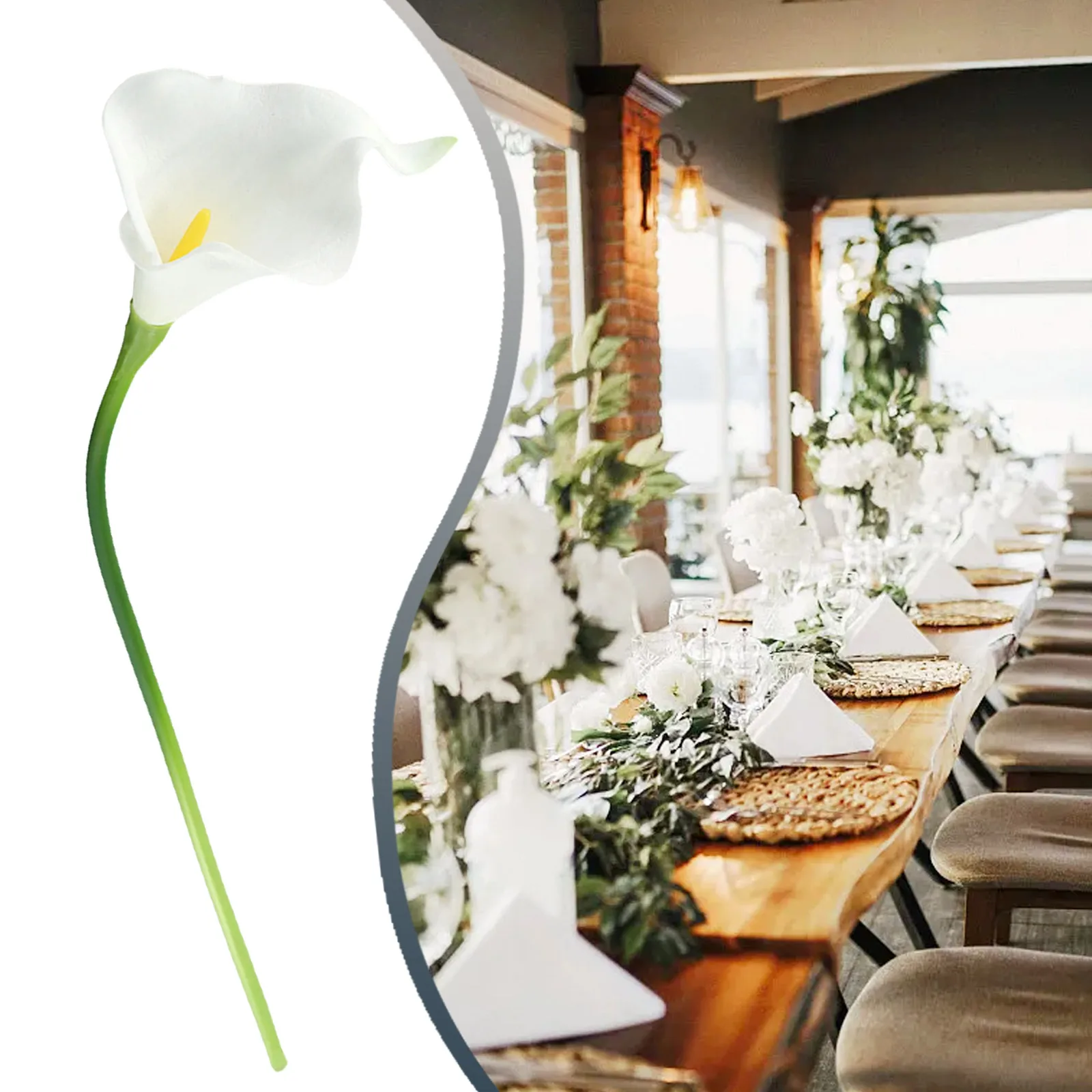 

10pcs White PU Fake Flower Artificial Calla Lily Table Decoration Flower Wedding Bridal Bouquet Home Flower Bouquet Decor