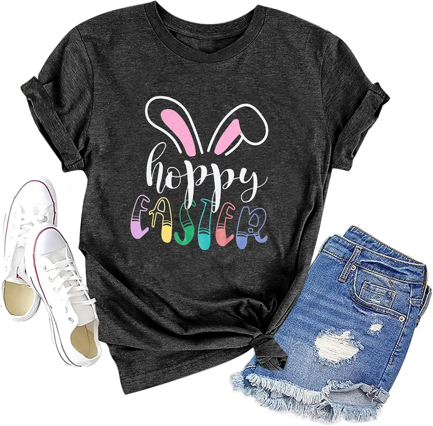 

Женская Пасхальная футболка с коротким рукавом и круглым вырезом