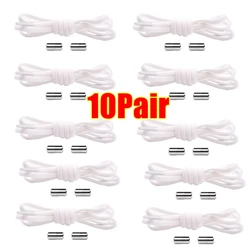 Universal No - Tie Elastic Shoelaces with Metal Lock (White - 10Pair)