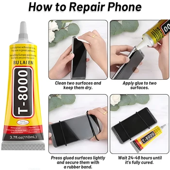 15/50/110ML Trasparente T8000 Colla Trasparente Riparazione Del Telefono Gioielli Artigianali In Fibra Componente Elettronico Contatto Adesivo T-8000 Sigillante 1