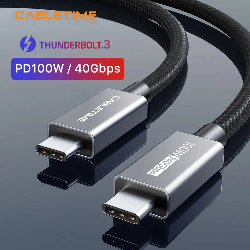 CABLETIME Cable Thunderbolt 3 de 100W, Cable PD USB 3,1, tipo C a tipo