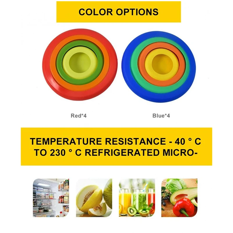 4pcs-Set-Silicone-Fresh-Keeping-Cover-Lid-Vegetable-Storage-Cover-Reusable-Food-Storage-Fresh-Keeping-Fresh.jpg 4Db/Beállított Szilikon Friss Tartó Fedél Zöldségtároló Fedezet Újrafelhasználható Élelmiszer -Tárolás - Image 3