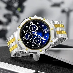 Deluxe Stainless Steel Watch Case and Band Bracelet Accessories - Galaxy 5 Pro 45mm (Silver Gold steel)