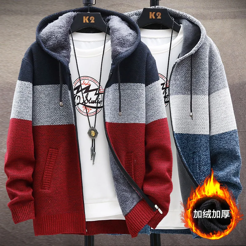 Knitted Cardigan Sweater Coat Fleece For Men Winter