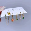 MIGGA 6pcs Cool Movie Hero Pendant Drop Earrings Set Gold Color Plated Cubic Zircon Stone Women Jewelry 5