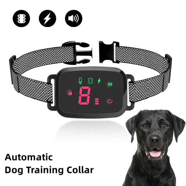 S82692352bcc9479b955c1735775cecd0d.jpg Smart Automatic Anti Barking Dog Collar HD Digital Display IP67 Waterproof Collar For Dog Rechargeable Bark Stopper Stop Barking