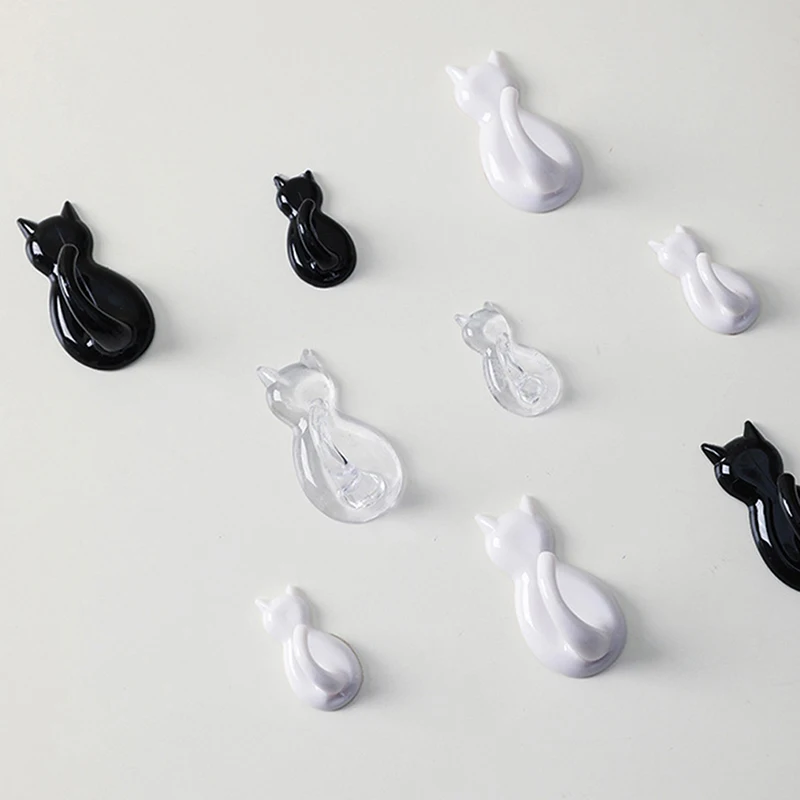 10PCS Cartoon Cat Hooks Self Adhesive Cat Decoration Keychain Hooks Removable Self-Adhesive Hooks For Hanging Towels Bathroom, 2