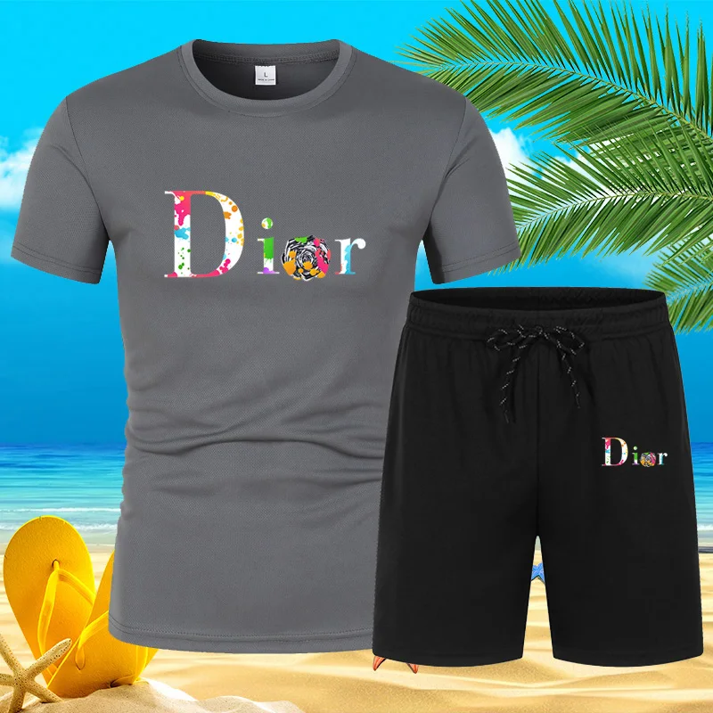 بدلة تيشيرت بأكمام قصيرة للرجال ، ملابس رياضية للر...