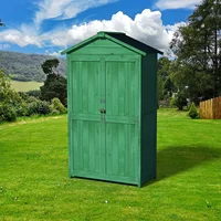 Outdoor 35.6"x 18.1"x 66.15" L Wood Storage Shed, Garden Tool Cabinet with Waterproof Asphalt Roof, Double Doors, Multiple-tier 1