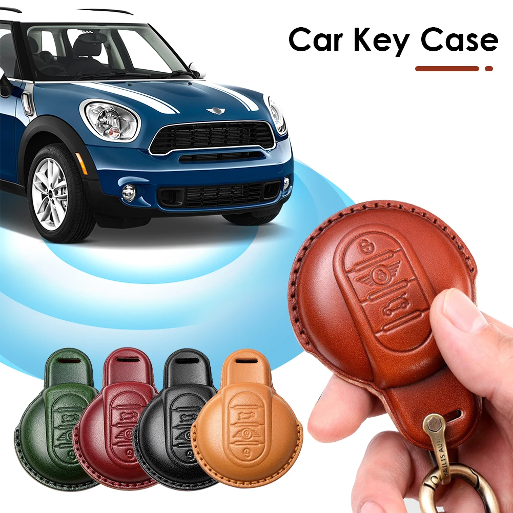 BMW 미니 쿠퍼 S ONE JCW F54 F55 F56 F57 F60 CLUBMAN COUNTRYMAN 원격 Fob 홀더 쉘 키 체인 용 가죽 자동차 키 케이스 커버