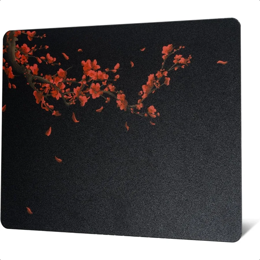 Large Black Plum Blossom Glass Gaming Mousepad