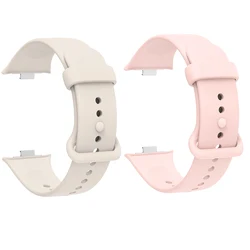 Universal Silicone Adjustable Strap Band - Soft, Comfortable Fit Bracelet - Xiaomi Mi Band 9 Pro (Ivory white Pink)