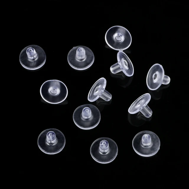 100 Tappi Per Orecchini In Plastica E Gomma - Trasparenti, 0,04cm, Con Cuscinetto Di Sicurezza