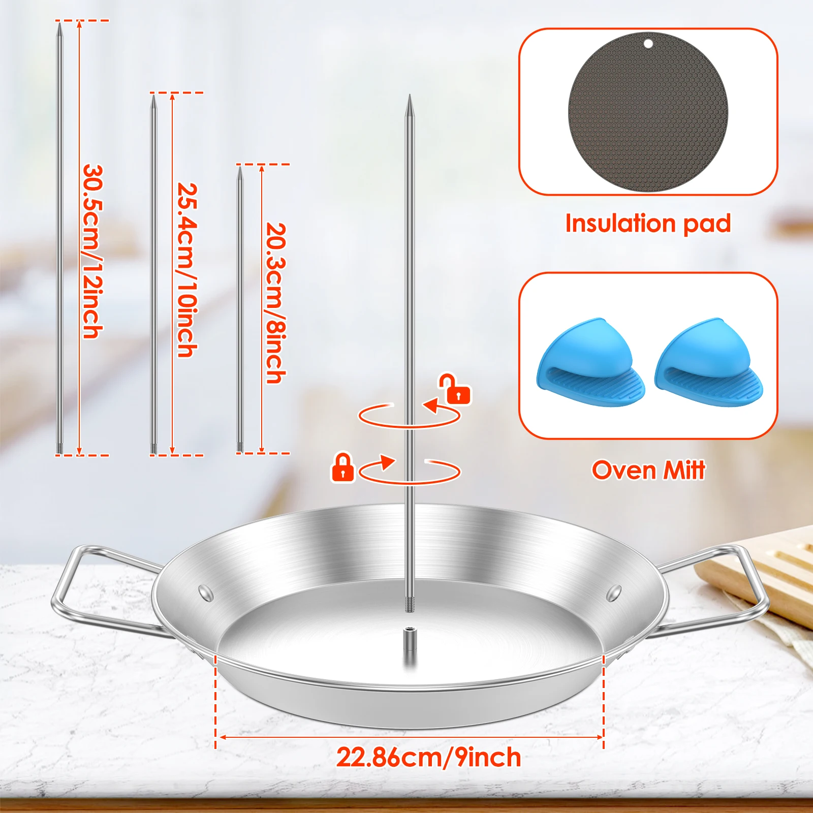 BBQ Vertical Skewer Stainless Steel Vertical Barbecue Stand Barbecue Rack Skewer Grill for Kebabs Roast Chicken Picnic