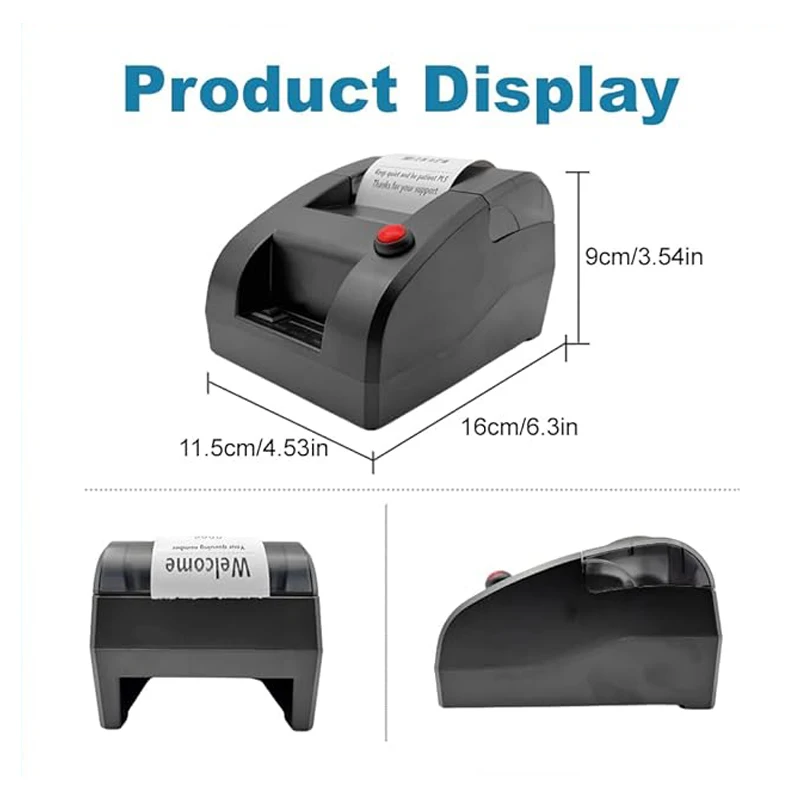 KOQICALL Ticket Dispenser Take a Number 57mm Receipt Label Ticket Thermal Printer for Queue Can Edit Print Text via PC