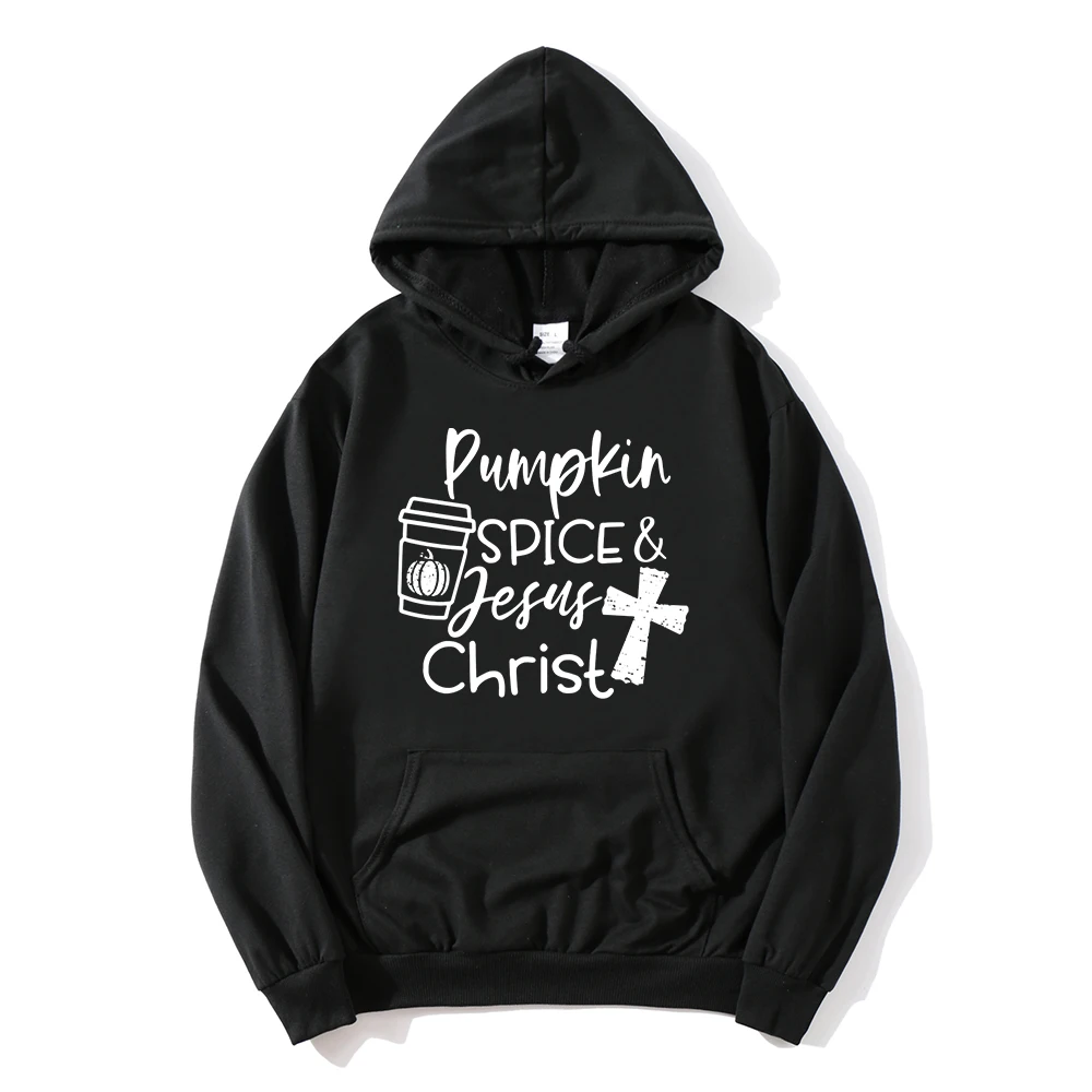 Pumpkin Spice and Jesus Christ Sweatshirt Pumpkin Spice Clothes Fall Christian Hoodie Jesus Winter Clothes Women sweatshirts fall for jesus he never leaves sweatshirt in orange size l m xl