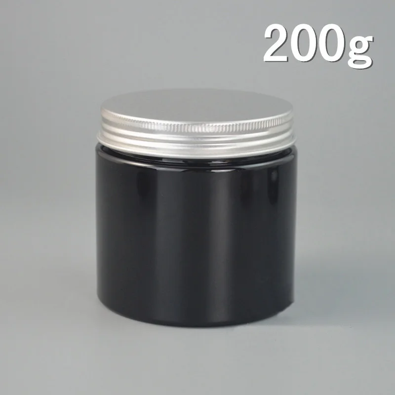 

200/250grams black PET Jar pot black white clear lid cream mask gel essence gel mlisturizer emulsion wax skin care packing