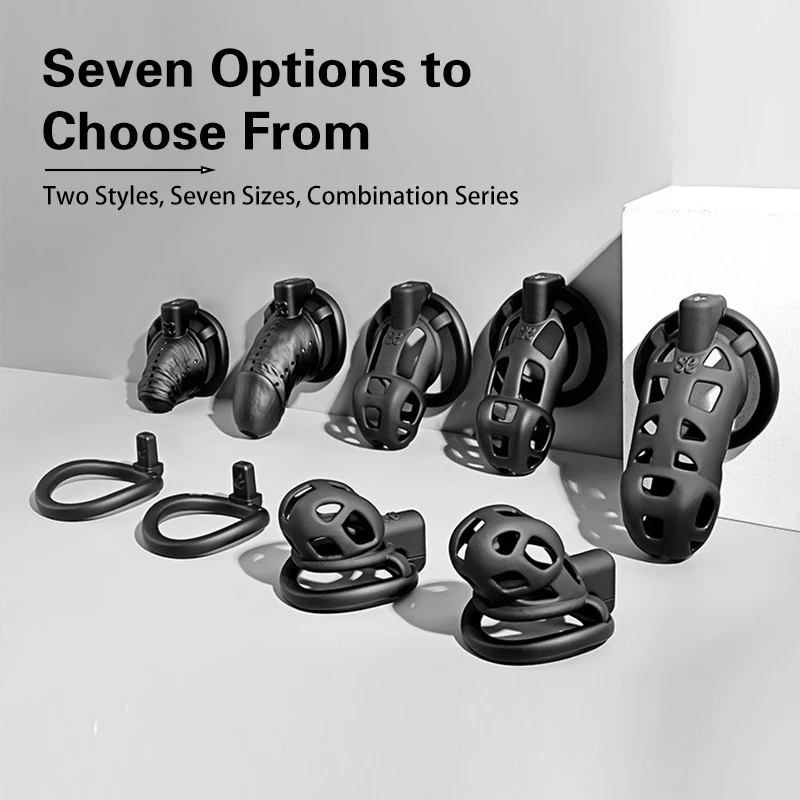 Resin Anti-Cheating Cock Cage Chastity Lock for Men BDSM Sissy, Adjustable Penis Restriction Device Adult Sex Toys Chastity Belt