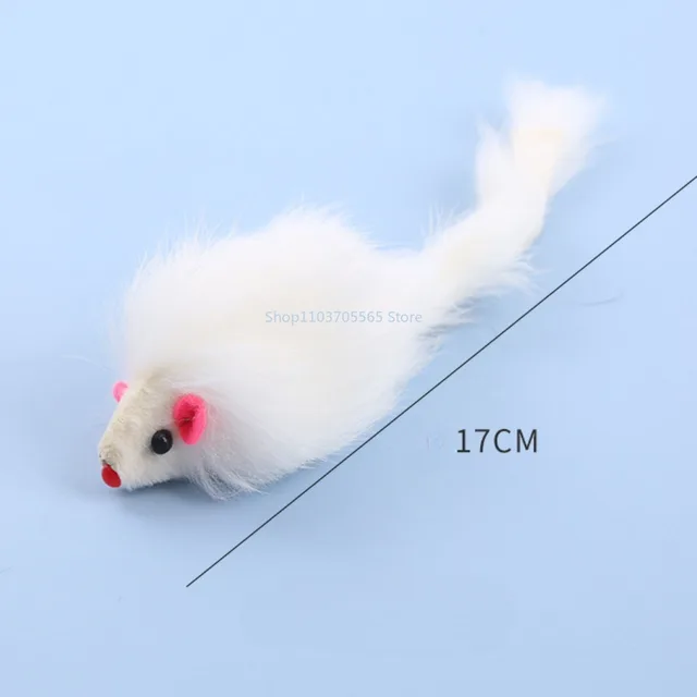 Cat Mice Toys False Mouse Cat Toy Long Tail Mice Soft Real Rabbit Fur Toy For Cats Plush Rat Playing Chew Toy Pet Supplies 5