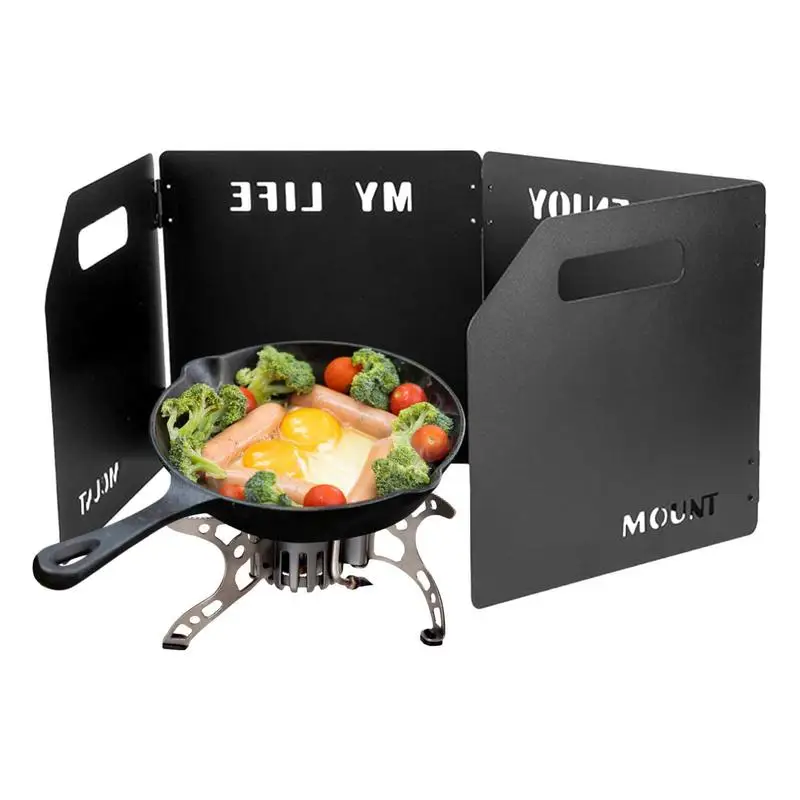 

Camping 4 Fold Windshield 4 Fold Folding Windshield Burner Winde Protector With Carrying Bag Windshield Furnace Windscreen For