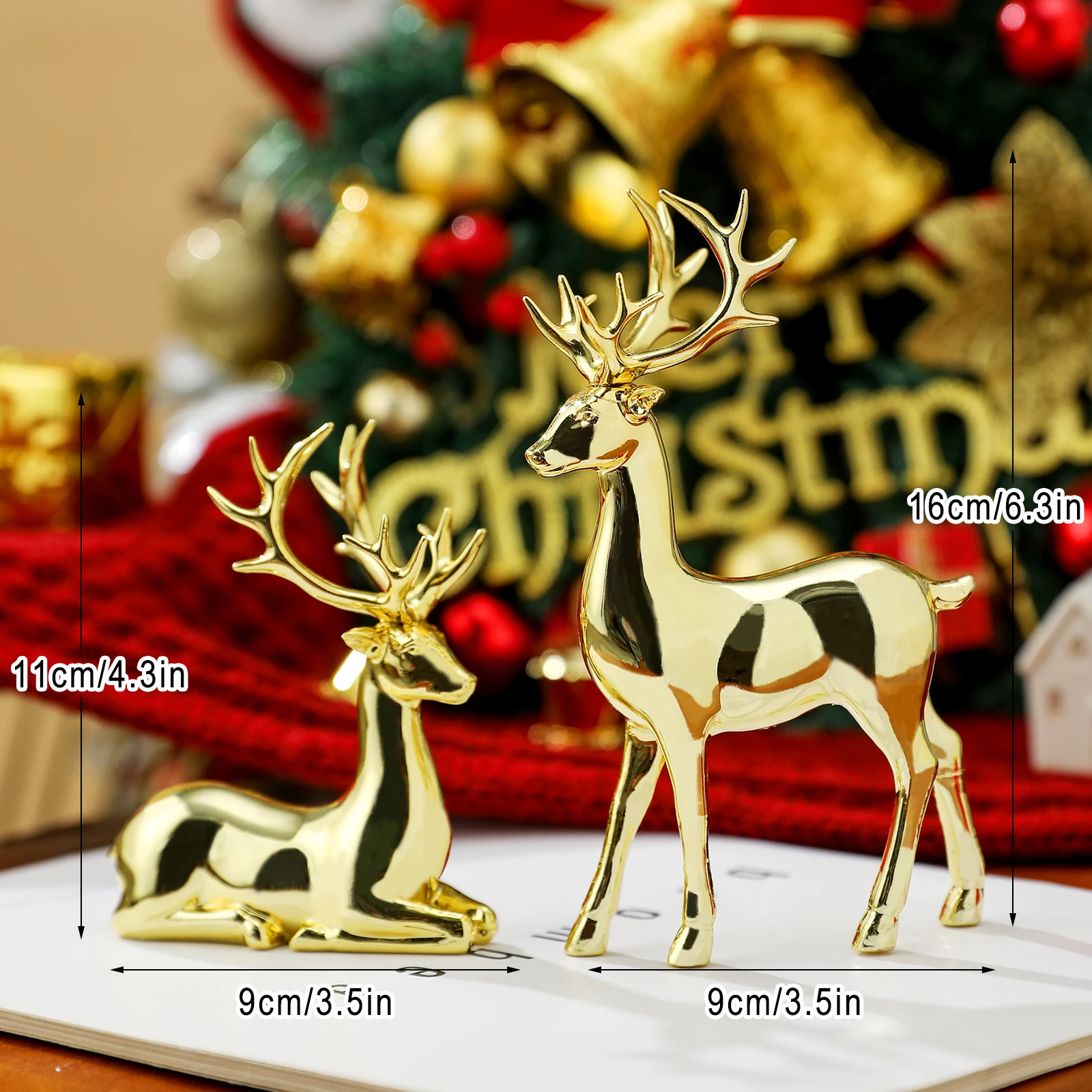 2-Piece Christmas Reindeer Resin Figurines 6